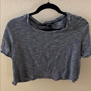 Navy blue and white striped crop top!